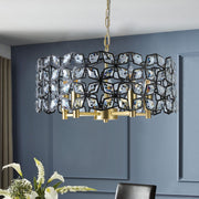 Modern K9 Crystal Geometric Chandelier | 5-Light Black & Gold Round Pendant Light — 19