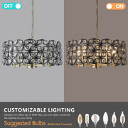 Modern K9 Crystal Geometric Chandelier | 5-Light Black & Gold Round Pendant Light — 19
