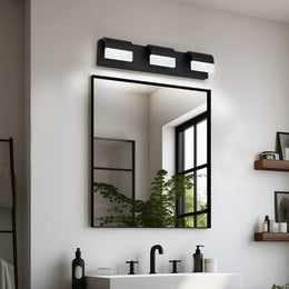 LED Vanity Light Fixture | 3/4/5/6-Light Dimmable Bathroom Wall Sconce with Acrylic Shade — Matte Black, 6000K Daylight