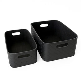 Leather Woven Bin (Black)