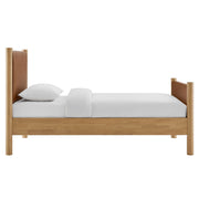 Maven Twin vegan leather platform bed in Tan Oak