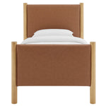 Maven Twin vegan leather platform bed in Tan Oak