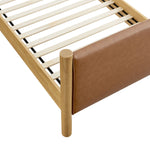 Maven Twin vegan leather platform bed in Tan Oak