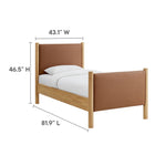 Maven Twin vegan leather platform bed in Tan Oak — product details