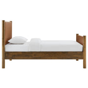Maven Twin vegan leather platform bed in Tan Walnut