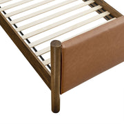 Maven Twin vegan leather platform bed in Tan Walnut