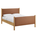 Maven Queen vegan leather platform bed in Tan Oak