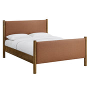 Maven Queen vegan leather platform bed in Tan Walnut