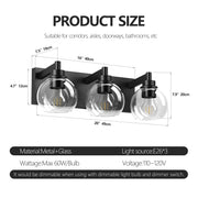 Matte Black Vanity Light | 3/4/5/6-Light Bathroom Wall Sconce with Clear Glass Shades & E26 Socket — Water-Resistant, Up or Down Mount