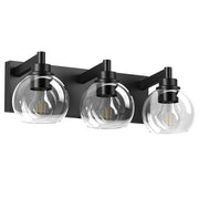 Matte Black Vanity Light | 3/4/5/6-Light Bathroom Wall Sconce with Clear Glass Shades & E26 Socket — Water-Resistant, Up or Down Mount
