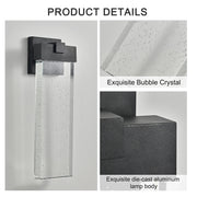 Modern Outdoor LED Wall Sconce – Bubble Crystal Up & Down Light, Weatherproof Black Frame | Porch & Patio