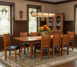 Mission Stow Leaf Table with Solid Oak Slat Back Chairs - Michael's Cherry