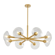 Gold Sputnik Chandelier | Mid-Century Modern Pendant Light with Clear Glass Shades for Dining Room, Living Room & Kitchen