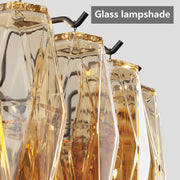 Tiered Smoke Glass Chandelier | 14-Light Round or 12-Light Rectangular, Brushed Black or Gold Metal Frame — 37