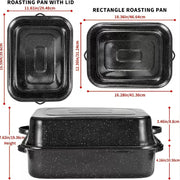 21-Inch Rectangular Granite Roasting Pan with Rack and Lid