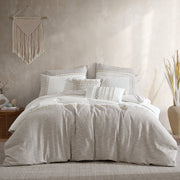 Preston 5-Piece Textured Jacquard Comforter Set with Decorative Pillows - Tan & White