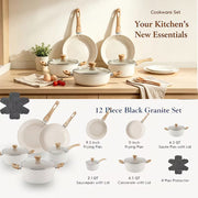 12-Piece Stainless Steel Cookware Set with Frying Pan and Saucepan