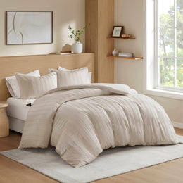 Striped Full Woven Duvet Set with 2 Pillow Shams - Full Size