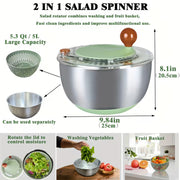 5.3-Quart Stainless Steel Salad Spinner and Vegetable Dryer with Drain