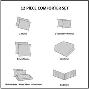 12 Piece Blue King Comforter Set with Cotton Bed Sheets