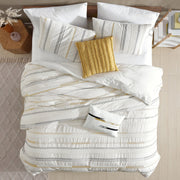 Ivory Cotton Comforter Cover Set with Decorative Pillows - King