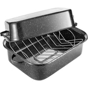 21-Inch Rectangular Granite Roasting Pan with Rack and Lid