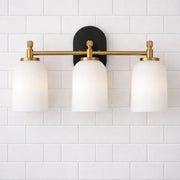 Traditional Vanity Light over Bathroom Mirror | 2/3-Light Wall Sconce with White Frosted Glass — 2 Sizes Available