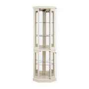Lighted Corner Curio Cabinet Tall Display Case with Mirrored Back Glass Doors Adjustable Shelves White