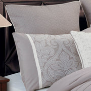 Grey Damask Jacquard 9 Piece Comforter Set with Soft Fill - Grey