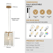 Crystal Pendant Lights Set of 3 | Luxury Waterfall Bead Design, Gold Finish Chandelier for Kitchen Island