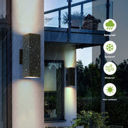 2-Pack Modern Black Outdoor Wall Sconce | Up & Down Weatherproof Light Fixture for Porch, Patio & Garage
