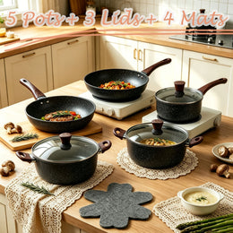 12-Piece Stainless Steel Cookware Set with Frying Pan and Saucepan